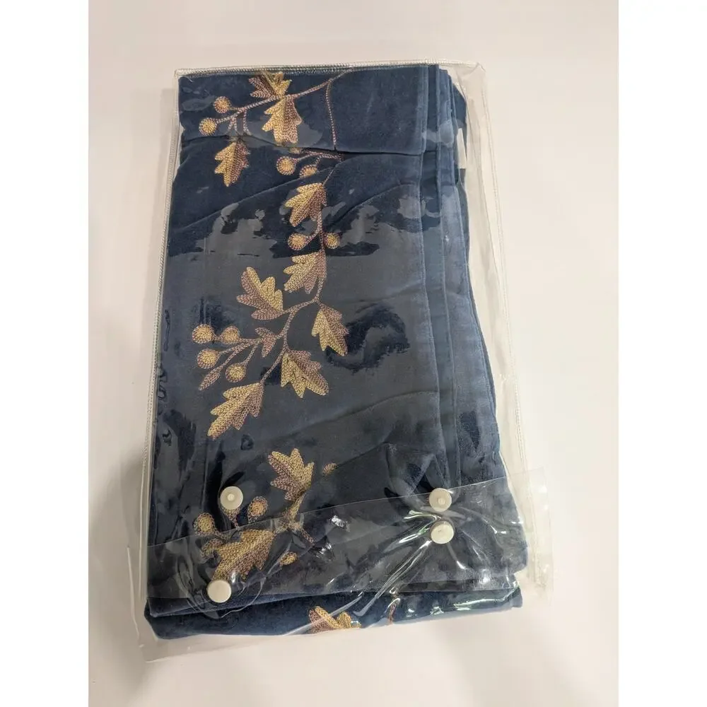 Blue Velvet Embroidered Mantle Runner 86x14 Hearth Collection Restore & Restyle